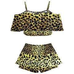 Leopard Version 2 Kids  Off Shoulder Skirt Bikini