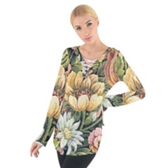 Retro Vintage Floral Tie Up Tee by dressshop