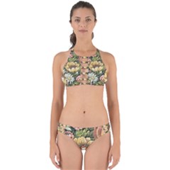 Retro Vintage Floral Perfectly Cut Out Bikini Set by dressshop