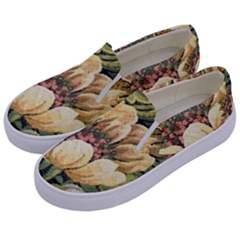 Retro Vintage Floral Kids  Canvas Slip Ons by dressshop