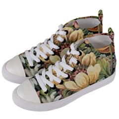 Retro Vintage Floral Women s Mid-top Canvas Sneakers by dressshop