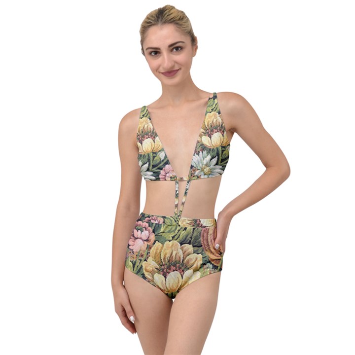 Retro Vintage Floral Tied Up Two Piece Swimsuit