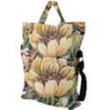 Retro Vintage Floral Fold Over Handle Tote Bag View2