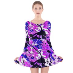 Floral Abstract Long Sleeve Velvet Skater Dress by dressshop