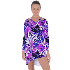 Floral Abstract Asymmetric Cut-out Shift Dress
