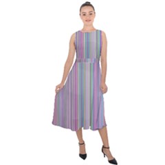 Rainbow Stripe Version 2 Midi Tie-back Chiffon Dress by dressshop