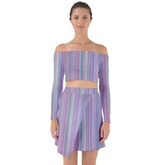 Rainbow Stripe Version 2 Off Shoulder Top With Skirt Set by dressshop