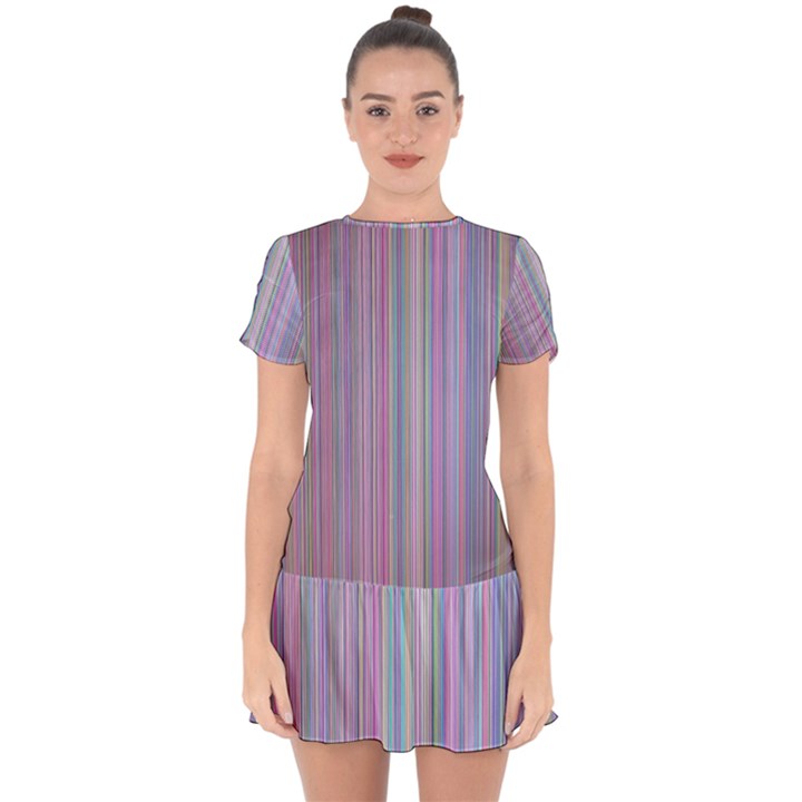 Rainbow Stripe Version 2 Drop Hem Mini Chiffon Dress