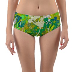 Floral 1 Abstract Reversible Mid-waist Bikini Bottoms by dressshop