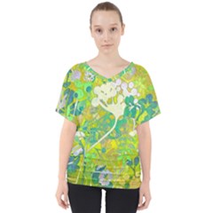 Floral 1 Abstract V-neck Dolman Drape Top by dressshop