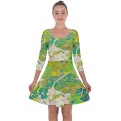 Floral 1 Abstract Quarter Sleeve Skater Dress