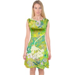 Floral 1 Abstract Capsleeve Midi Dress by dressshop