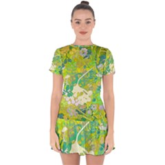 Floral 1 Abstract Drop Hem Mini Chiffon Dress by dressshop