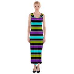 Retro Stripe 1 Version 2 Fitted Maxi Dress by dressshop
