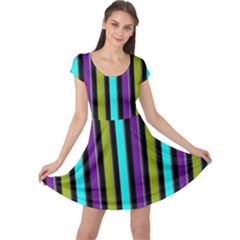 Retro Stripe 1 Version 3 Cap Sleeve Dress