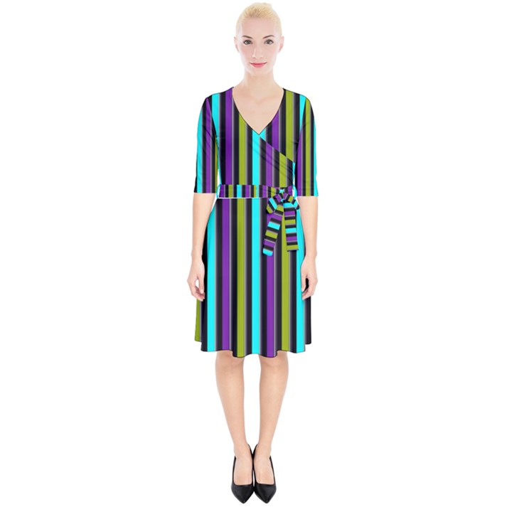 Retro Stripe 1 Version 3 Wrap Up Cocktail Dress