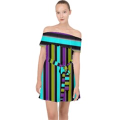 Retro Stripe 1 Version 3 Off Shoulder Chiffon Dress by dressshop