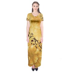 Wonderful Vintage Design With Floral Elements Short Sleeve Maxi Dress