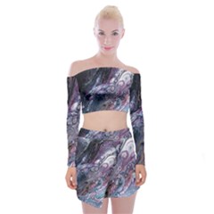 Planetary Off Shoulder Top With Mini Skirt Set by ArtByAng