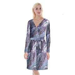 Planetary Long Sleeve Velvet Front Wrap Dress by ArtByAng