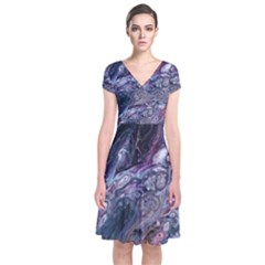 Planetary Short Sleeve Front Wrap Dress by ArtByAng