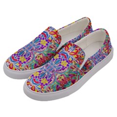 Red Purple Sparkle Floral Men s Canvas Slip Ons