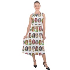 All The Petty Ladies Midi Tie-back Chiffon Dress by ArtByAng