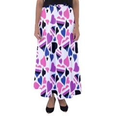 Genderfluid Pride Hearts; A Cute Gf Pride Motif! Flared Maxi Skirt