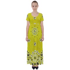Grunge Yellow Bandana High Waist Short Sleeve Maxi Dress by dressshop