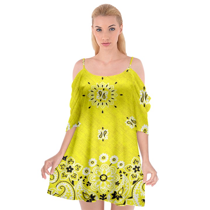 Grunge Yellow Bandana Cutout Spaghetti Strap Chiffon Dress