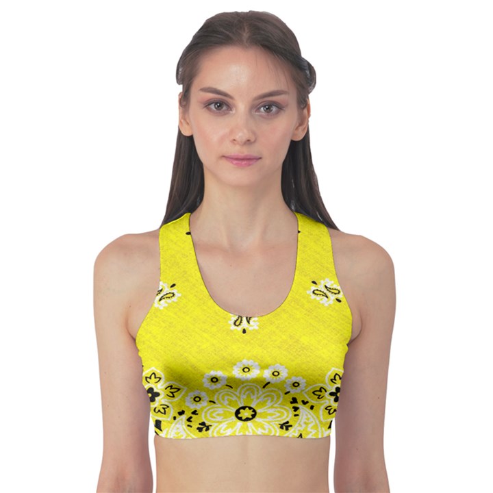 Grunge Yellow Bandana Sports Bra