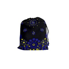 Blue Yellow Bandana Drawstring Pouch (small) by dressshop