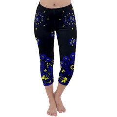 Blue Yellow Bandana Capri Winter Leggings  by dressshop