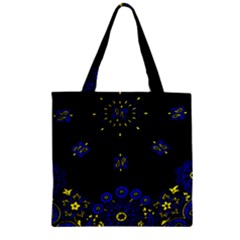 Blue Yellow Bandana Zipper Grocery Tote Bag by dressshop