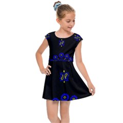 Blue Yellow Bandana Kids Cap Sleeve Dress by dressshop