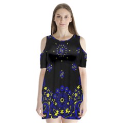 Blue Yellow Bandana Shoulder Cutout Velvet One Piece by dressshop