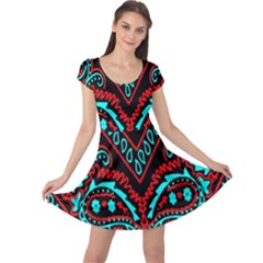 Blue And Red Bandana Cap Sleeve Dress by dressshop