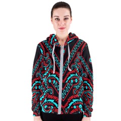 Blue And Red Bandana Women s Zipper Hoodie by dressshop