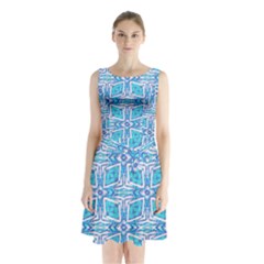 Geometric Doodle 1 Sleeveless Waist Tie Chiffon Dress by dressshop