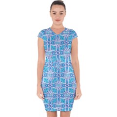 Geometric Doodle 1 Capsleeve Drawstring Dress 