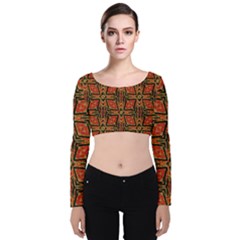 Geometric Doodle 2 Velvet Long Sleeve Crop Top by dressshop