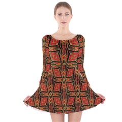 Geometric Doodle 2 Long Sleeve Velvet Skater Dress