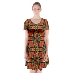 Geometric Doodle 2 Short Sleeve V-neck Flare Dress