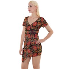 Geometric Doodle 2 Short Sleeve Asymmetric Mini Dress