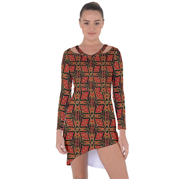 Geometric Doodle 2 Asymmetric Cut-Out Shift Dress