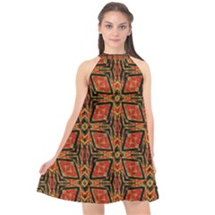 Geometric Doodle 2 Halter Neckline Chiffon Dress 