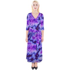 Tie Dye 1 Quarter Sleeve Wrap Maxi Dress