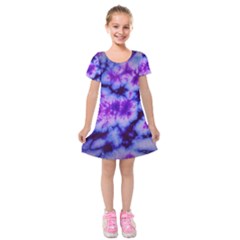 Tie Dye 1 Kids  Short Sleeve Velvet Dress by dressshop