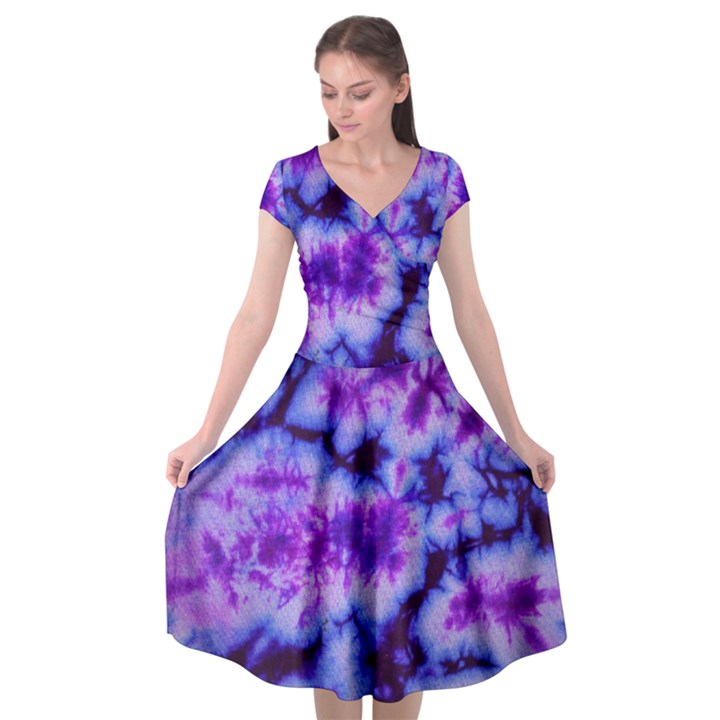 Tie Dye 1 Cap Sleeve Wrap Front Dress