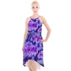 Tie Dye 1 High-Low Halter Chiffon Dress 